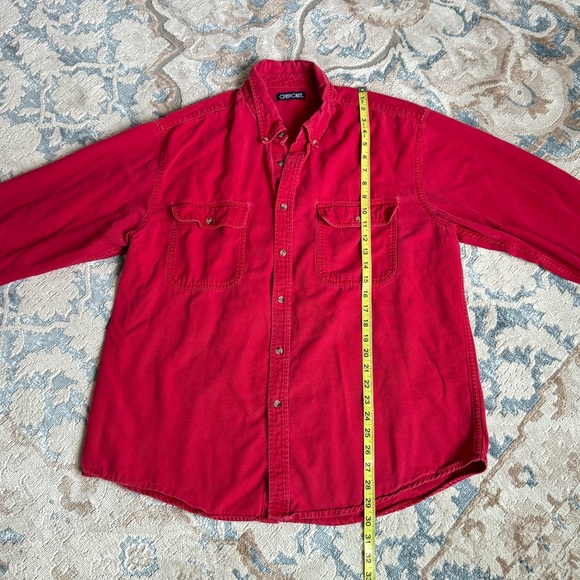 Cherokee heavy cotton gorgeous red distressed button down shirt women’s size M - Picture 5 of 7